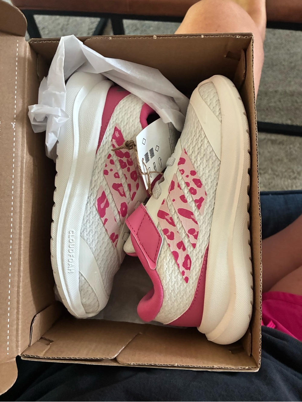 Kids Pink and White Athletic Sneakers - adidas 9.5 NWT run falcon 6